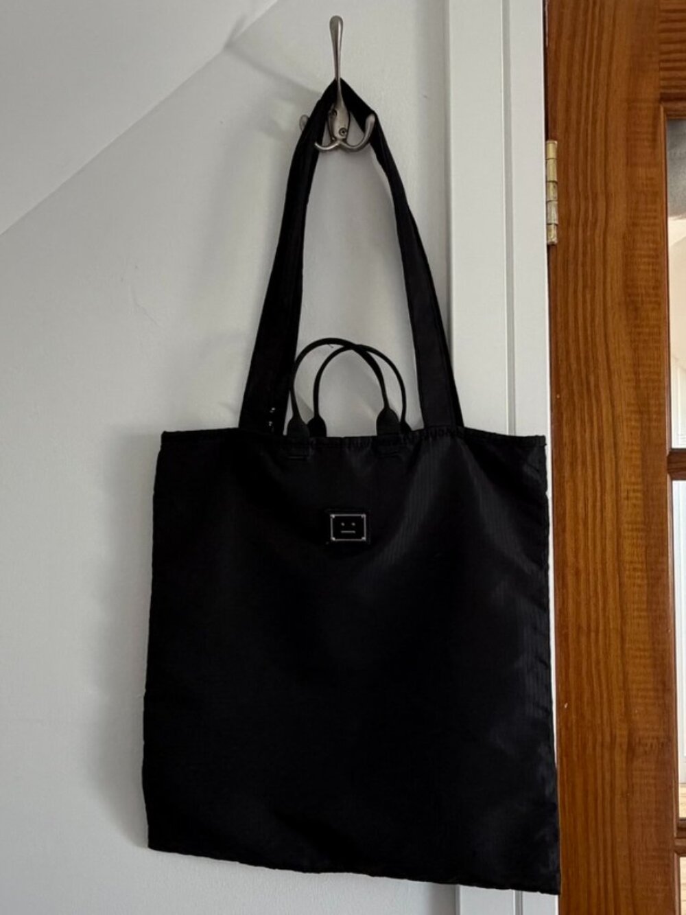Acne Studios Black Logo Plaque Tote